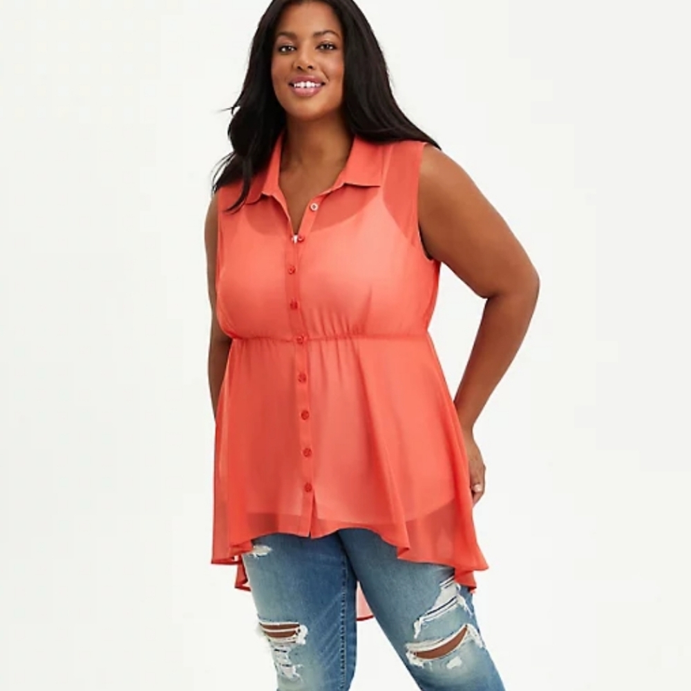 Torrid Chiffon Babydoll High Low Tunic - Picture 4 of 10